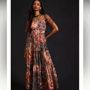 Anthropologie x Geisha Designs Sheer Printed Maxi Dress